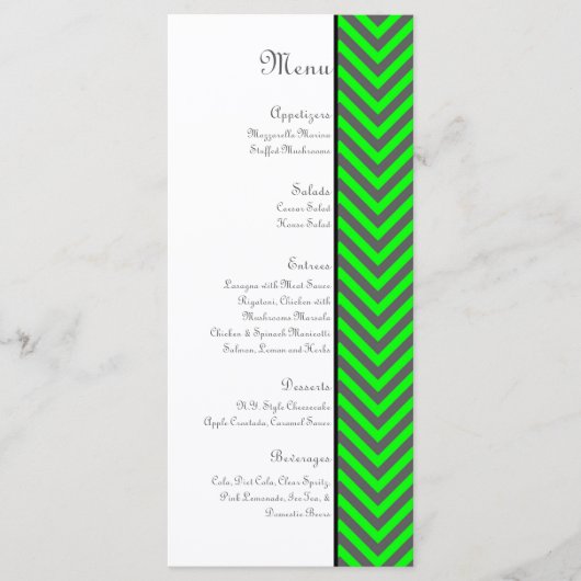 モダンChevron Neon Green/Grayのメ結婚ニュー メニュー (正面)