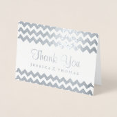 モダンChevron Photo結婚's Thank You 箔カード (正面)