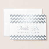 モダンChevron Photo結婚's Thank You 箔カード (封筒付き正面)