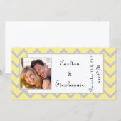 モダンChevron Yellow/Gray Photo Announcement 案内状 (正面/裏面)