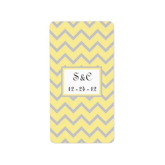 モダンChevron Yellow/Gray's 結婚 Candy Wrapper ラベル (正面)