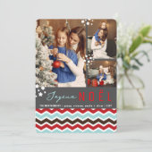 モダンChevron Zag Pattern Joyeux Noel 3写真 シーズンカード (スタンド正面)