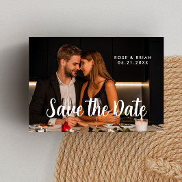 モダンChic文Save The Date Photo Card サンキューカード