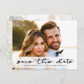 モダンChic日付写真を保存 案内ポストカード (正面/裏面)
