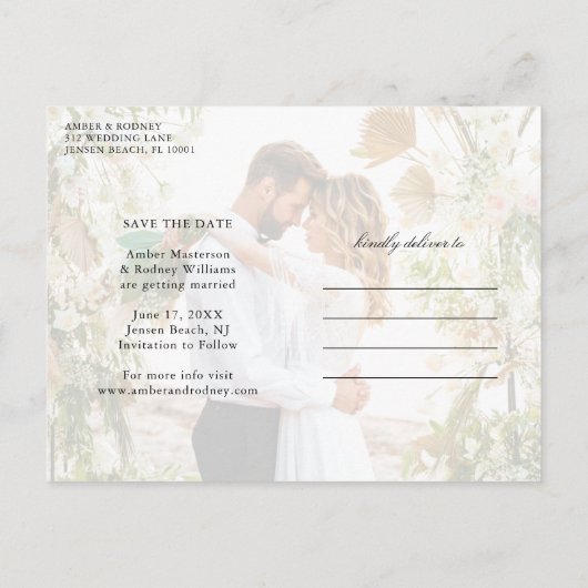 モダンChic日付写真を保存 案内ポストカード (裏面)