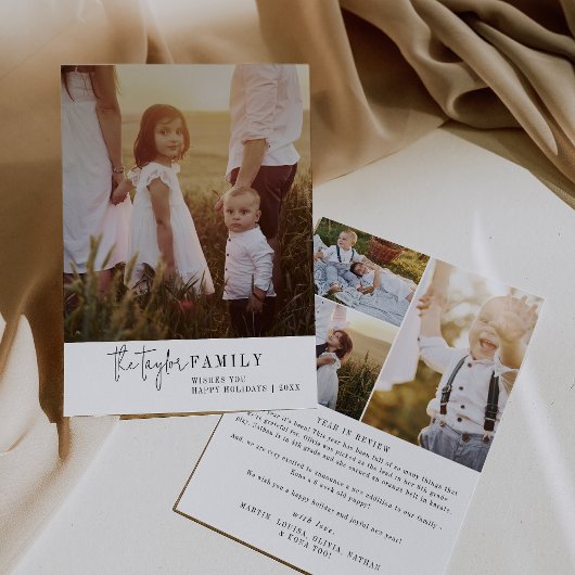 モダンChic Family Photo Year in Review Christmas シーズンカード