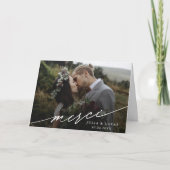 モダンChic Merci Script 2写真結婚in フランスの サンキューカード (正面)