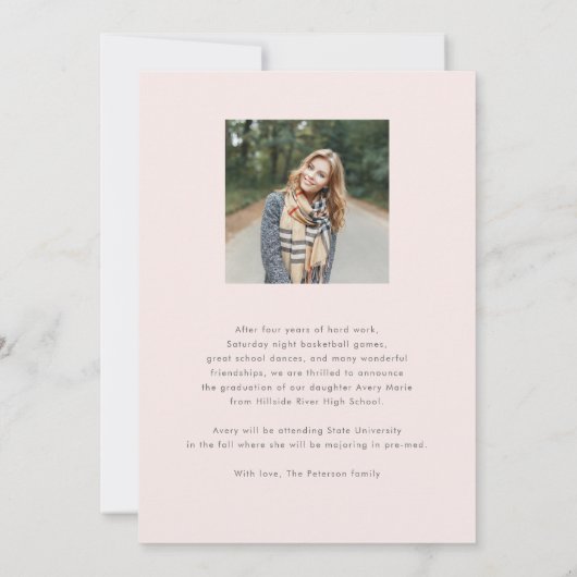 モダンChic Script Graduate Photo Announcement 案内状 (裏面)