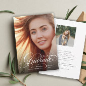 モダンChic Script Graduate Photo Announcement 案内状