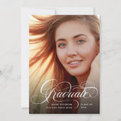モダンChic Script Graduate Photo Announcement 案内状 (正面)