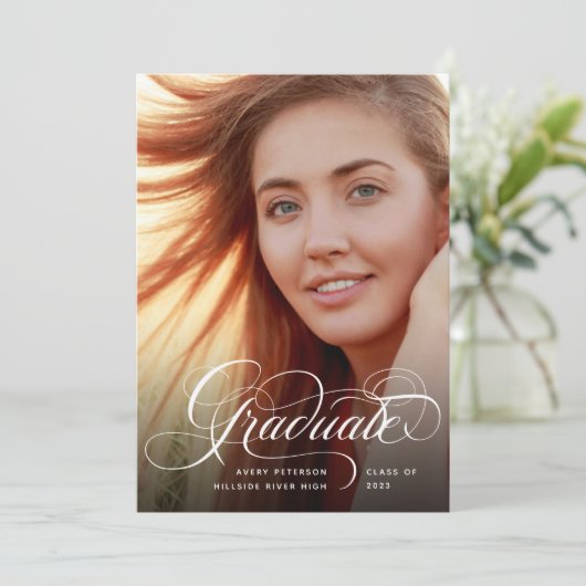 モダンChic Script Graduate Photo Announcement 案内状 (スタンド正面)