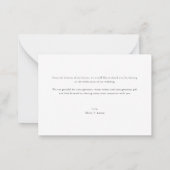 モダンChic Script Minimalist結婚 Thank You ノートカード (裏面)