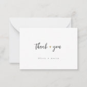 モダンChic Script Minimalist結婚 Thank You ノートカード (正面)