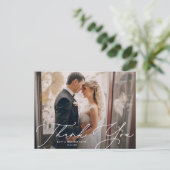 モダンChic Script Two Photo's 結婚 Thank You ポストカード (スタンド正面)