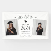 モダンChic She Did It Graduate 2写真卒業 横断幕 (横)