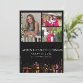 モダンChicago Skyline 3 Photo Collage卒業 案内状 (スタンド正面)