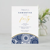 モダンChinoiserieホイル4th誕生日招待状 箔招待状 (立ち正面)