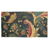 モダンChinoiserie緑と赤 枕カバー (正面左)