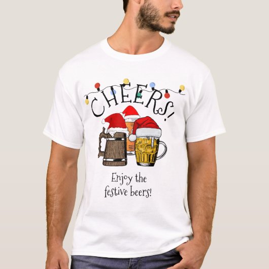 モダンCHRISTMASカスタマイズ可能応援ビール Tシャツ (正面)