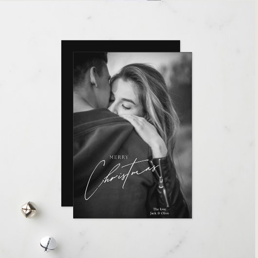 モダンChristmas Black and White Coule photo シーズンカード