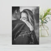 モダンChristmas Black and White Coule photo シーズンカード (スタンド正面)