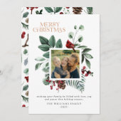 モダンChristmas Botanical Square Folies 1写真 シーズンカード (正面/裏面)