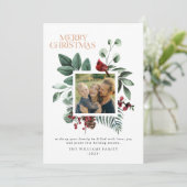 モダンChristmas Botanical Square Folies 1写真 シーズンカード (スタンド正面)