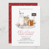 モダンChristmas Cookie Exchange 招待状 (正面/裏面)