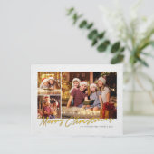 モダンChristmas Family Photo Script シーズンポストカード (スタンド正面)