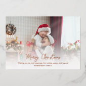 モダンChristmas Family Photo Script 箔シーズンカード (正面)