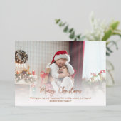 モダンChristmas Family Photo Script 箔シーズンカード (立ち正面)
