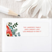 モダンChristmas Flowers Folids Address ラベル (インサイチュ)