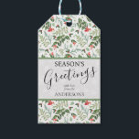 モダンChristmas Folids季節のごあいさつスクリプト ギフトタグ<br><div class="desc">クリスマスモダンの葉の季節のごあいさつスクリプトギフトラベルホリー、ミスタントー、クリスマスベリーと白い上に赤と緑のスプルース。</div>