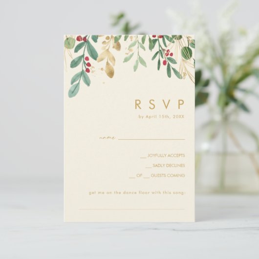 モダンChristmas Greenery Cream Song Request RSVP (スタンド正面)