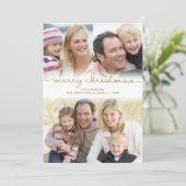 モダンChristmas Hand Lettered金ゴールドスクリプト写真 シーズンカード (スタンド正面)