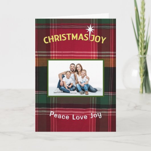 モダンChristmas Joy Peace Love Family写真 カード (正面)