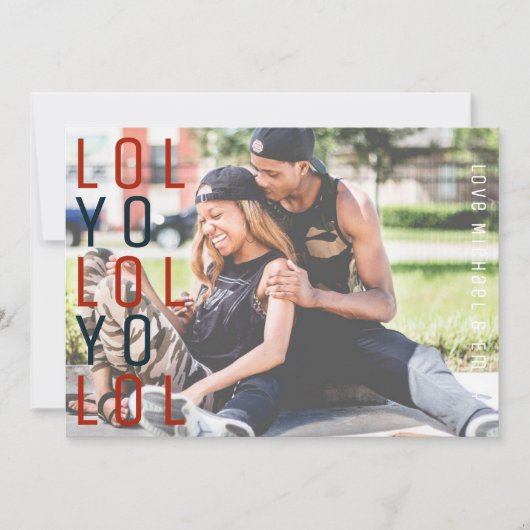 モダンCHRISTMAS PHOTO CARD LOL not Ho Ho シーズンカード (正面)