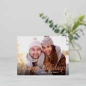 モダンCHRISTMAS PHOTO Greetingバラ金ゴールド 箔シーズンポストカード (立ち正面)