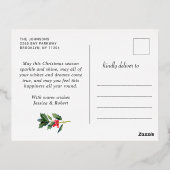 モダンCHRISTMAS PHOTO Greetingバラ金ゴールド 箔シーズンポストカード (裏面)