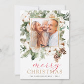 モダンChristmas Photo Minimalistスクリプト シーズンカード (正面)