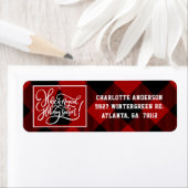 モダンChristmas Red Buffalo Plaidアドレス ラベル (インサイチュ)