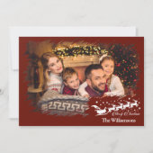 モダンChristmas Red PhotoのCross Hatch Frame シーズンカード (正面)