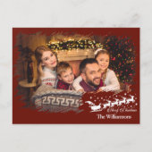 モダンChristmas Red PhotoのCross Hatch Frame ポストカード (正面)