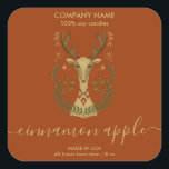 モダンChristmas Reindeer Candleラベル製品 スクエアシール<br><div class="desc">この美しいクリスマスアートクリスマストナカイのラベルと瓶で作られたフォークの手をパック</div>