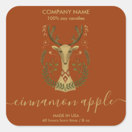 モダンChristmas Reindeer Candleラベル製品 スクエアシール