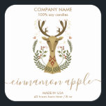 モダンChristmas Reindeer Candleラベル製品 スクエアシール<br><div class="desc">この美しいクリスマスアートクリスマストナカイのラベルと瓶で作られたフォークの手をパック</div>