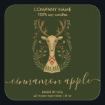 モダンChristmas Reindeer Candleラベル製品 スクエアシール<br><div class="desc">この美しいクリスマスアートクリスマストナカイのラベルと瓶で作られたフォークの手をパック</div>