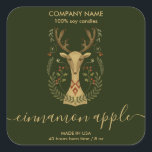 モダンChristmas Reindeer Candleラベル製品 スクエアシール<br><div class="desc">この美しいクリスマスアートクリスマストナカイのラベルと瓶で作られたフォークの手をパック</div>