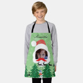 モダンChristmas Santaカスタム顔写真名Sage エプロン (着用した状態)