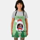 モダンChristmas Santaカスタム顔写真名Sage エプロン (インサイチュ)